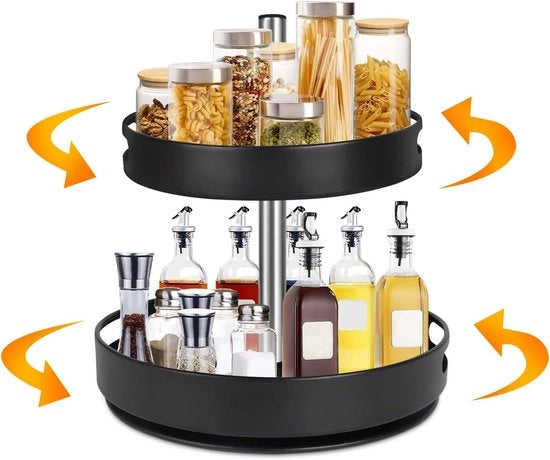 Organizzatore di Erbe Girevole a 2 Piani per Cucina e Bagno - 360 Gradi Girevole