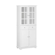 SoBuy Credenza Alta per Cucina Mobile Buffet in Legno con 6 scomparti e 2 cassetti Armadio Dispensa in Stile moderno Bianco 75x40x175cm FSB76-W