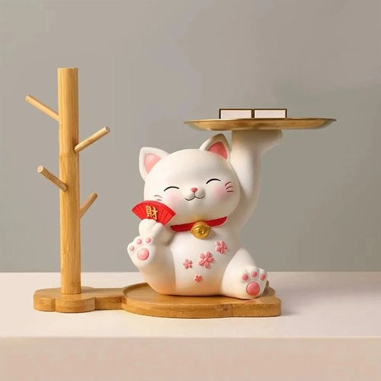 Piatto di supporto in legno per veranda - 3 contenitori - Piatto decorativo da tavolo - Organizzatore per anelli/telefono - Materiale di alta qualità - Cassettiera di stoccaggio