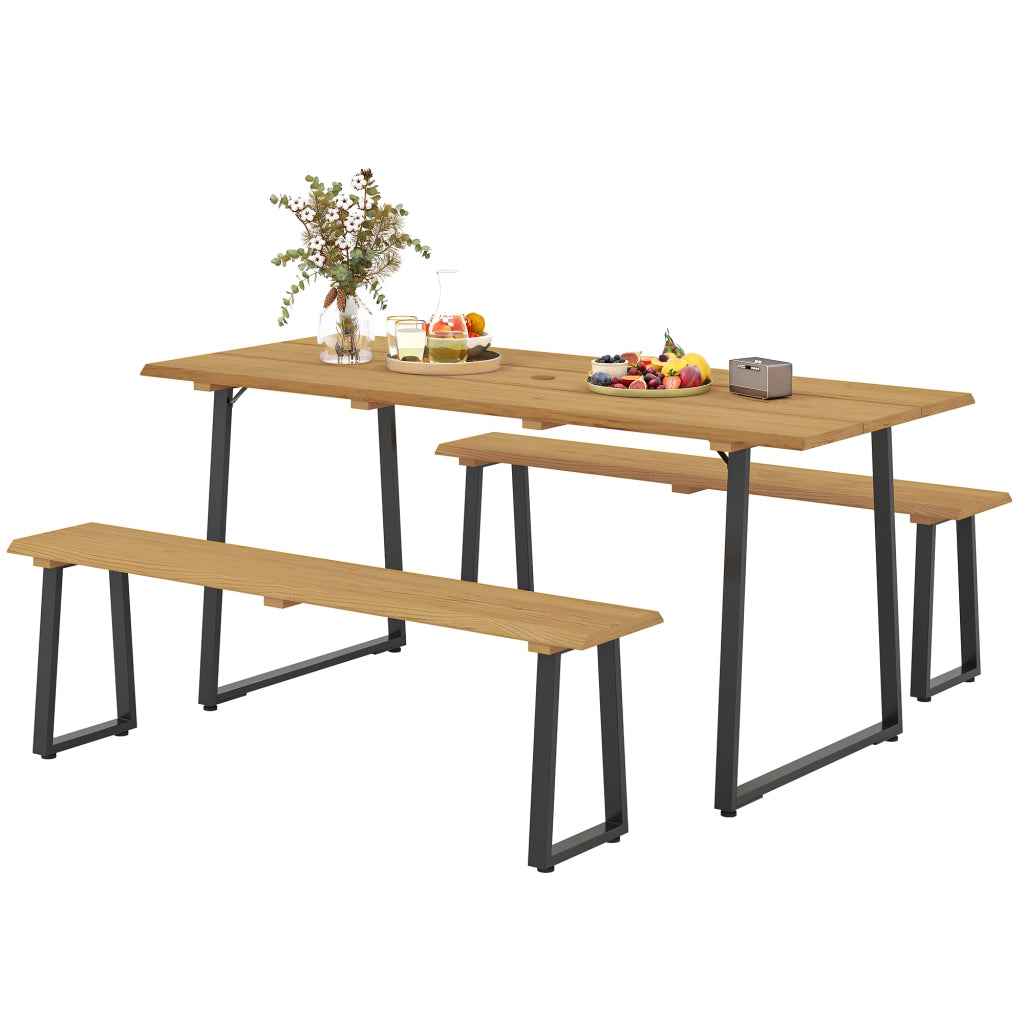 Tavolo da pranzo allungabile con panche ¨C zephmum ¨C Legno 178x76x77 cm