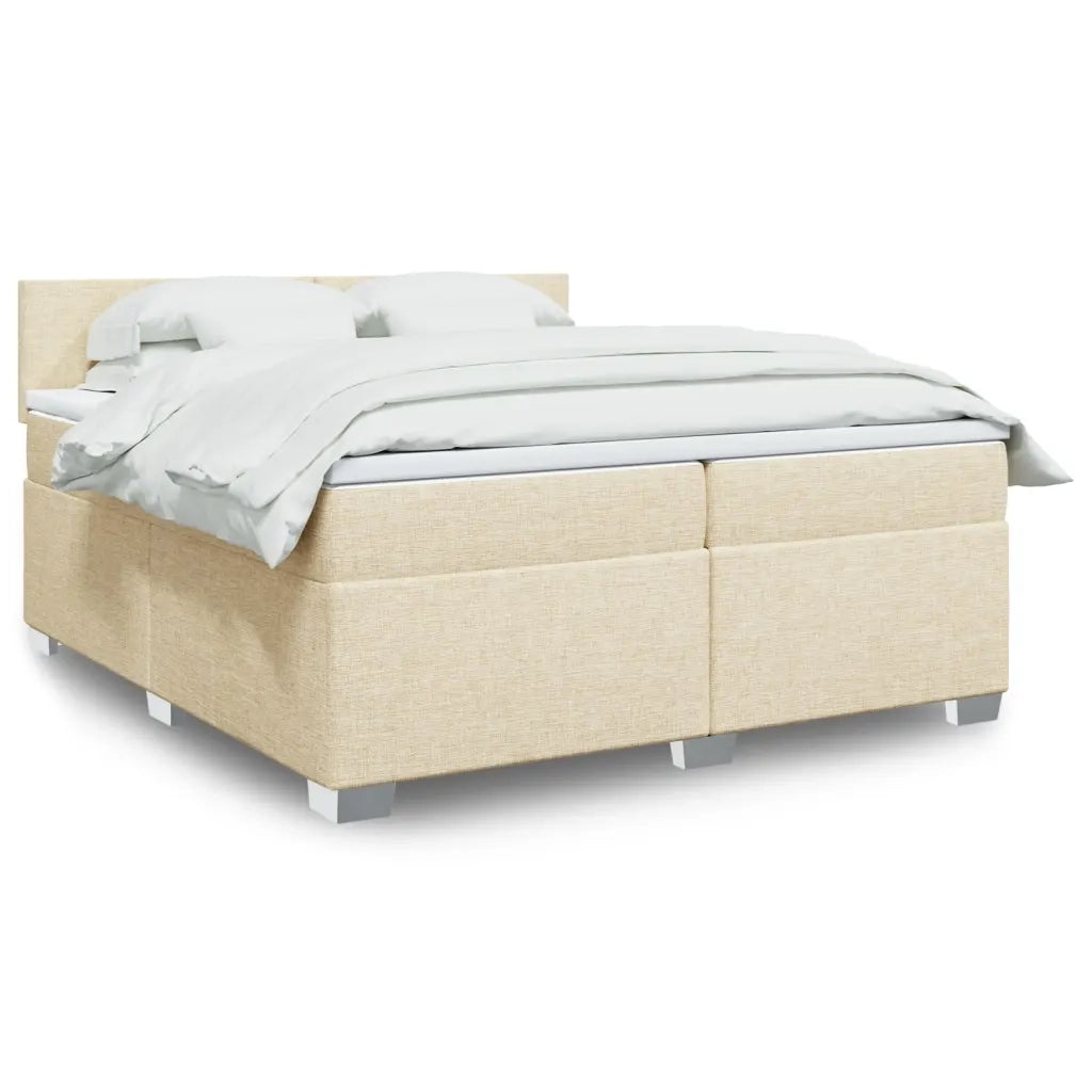 Giroletto a Molle con Materasso Crema 200x200 cm in Tessuto 3285993