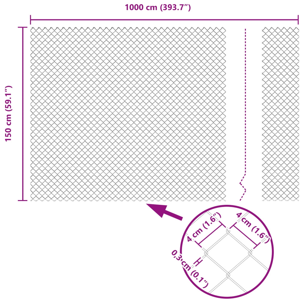 Recinzione a maglie Verde 1.5x10 m Acciaio