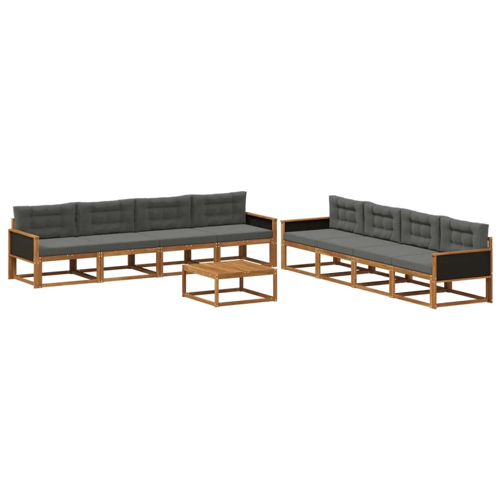 Set di divani da esterno con cuscino 9 pcs Naturale e Antracite 3382435