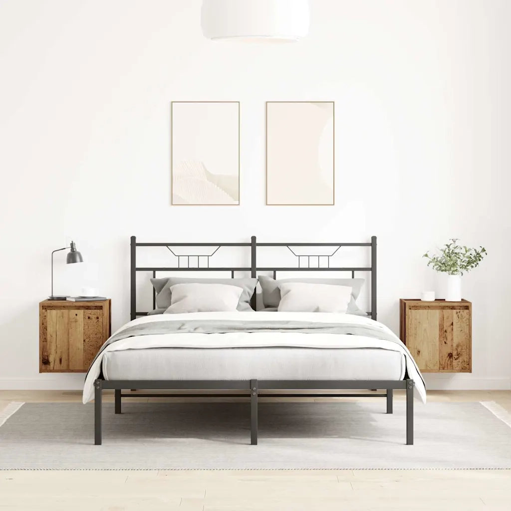 Set di 2 Comodini | Armadio da Notte | Mobiletto da notte a Muro Legno Antico 38x34x40 cm