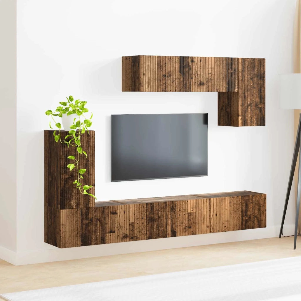 Set mobile TV 4 pcs Legno vecchio Legno multistrato