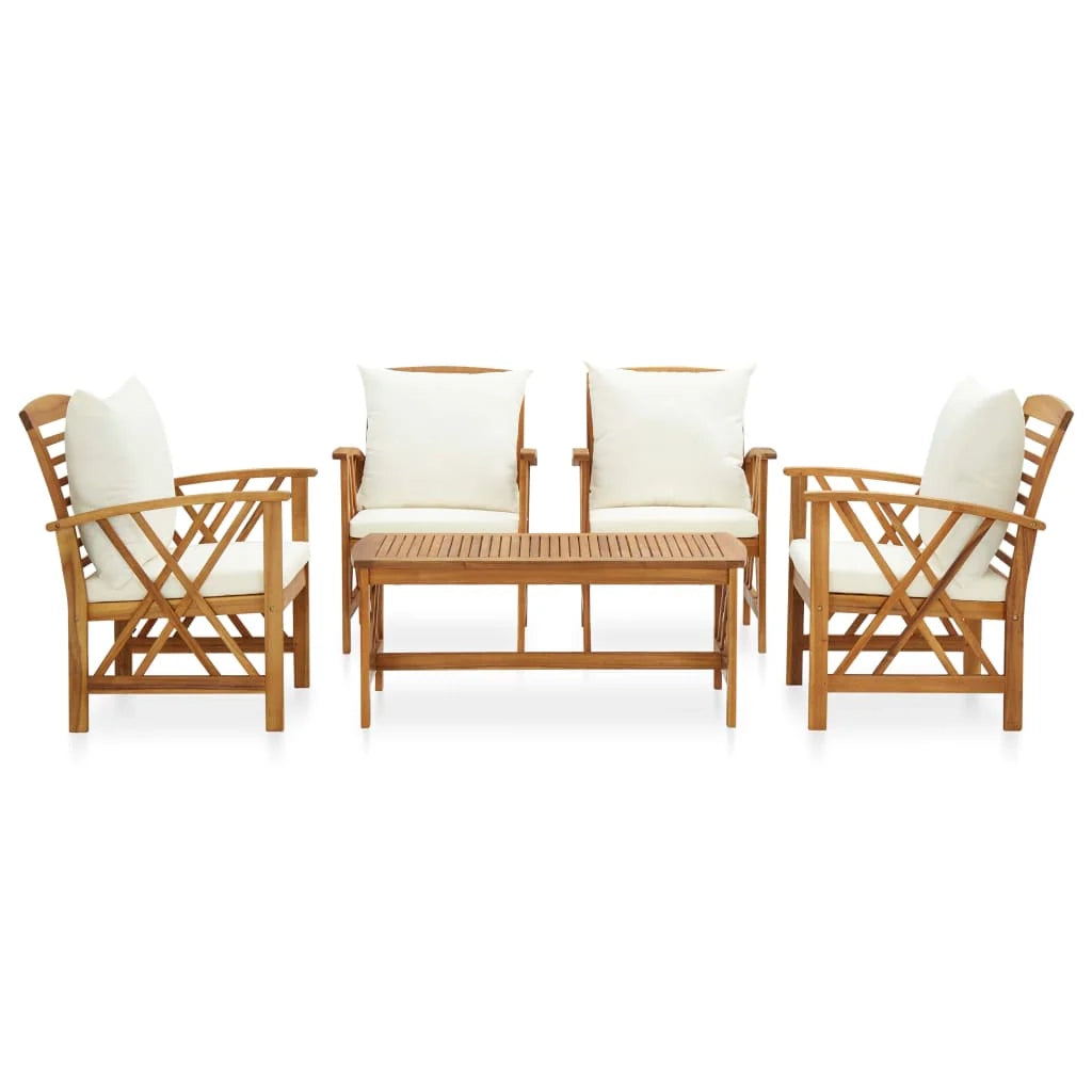 Set di mobili da giardino mobili da esterno 5 pezzi con cuscini legno massello di acacia 02_0016315