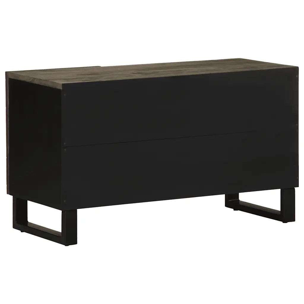 Mobile Porta TV Nero 80x33x46 cm in Legno Massello di Mango