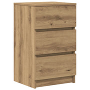 Comodino | Armadio da Notte | Mobiletto da notte con 3 Cassetti Rovere Artigianale 39x35x65 cm