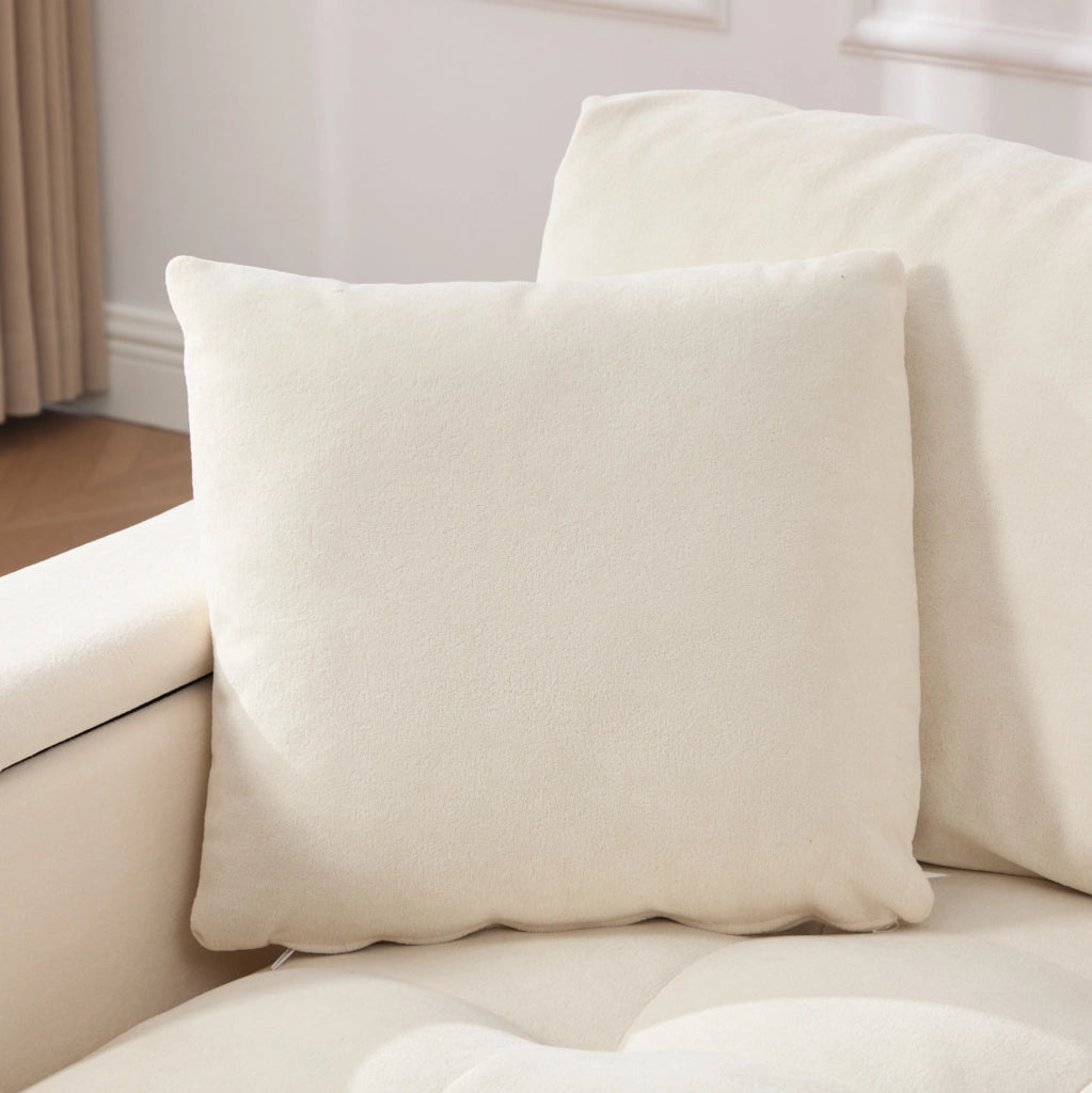 Divano 2 posti 180 cm con contenitore nei braccioli; in tessuto Chenille beige