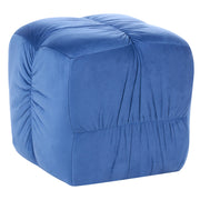Pouf quadrato in velluto blu 38 x 38 cm, poggiapiedi decorativo con rivestimento setoso, in stile boho, per soggiorno e camera da letto