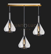 SOSPENSIONE OTTONE SAT. 3 LUCI RETTANGOLARE VETRI FUME 1177OS-S3 R-FU