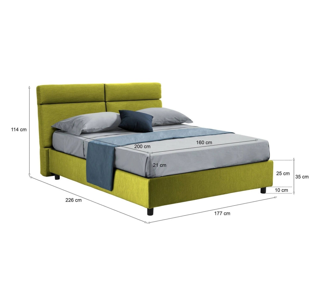 Letto Matrimoniale Annus, Letto Matrimoniale Materasso Incluso Made in Italy, Verde