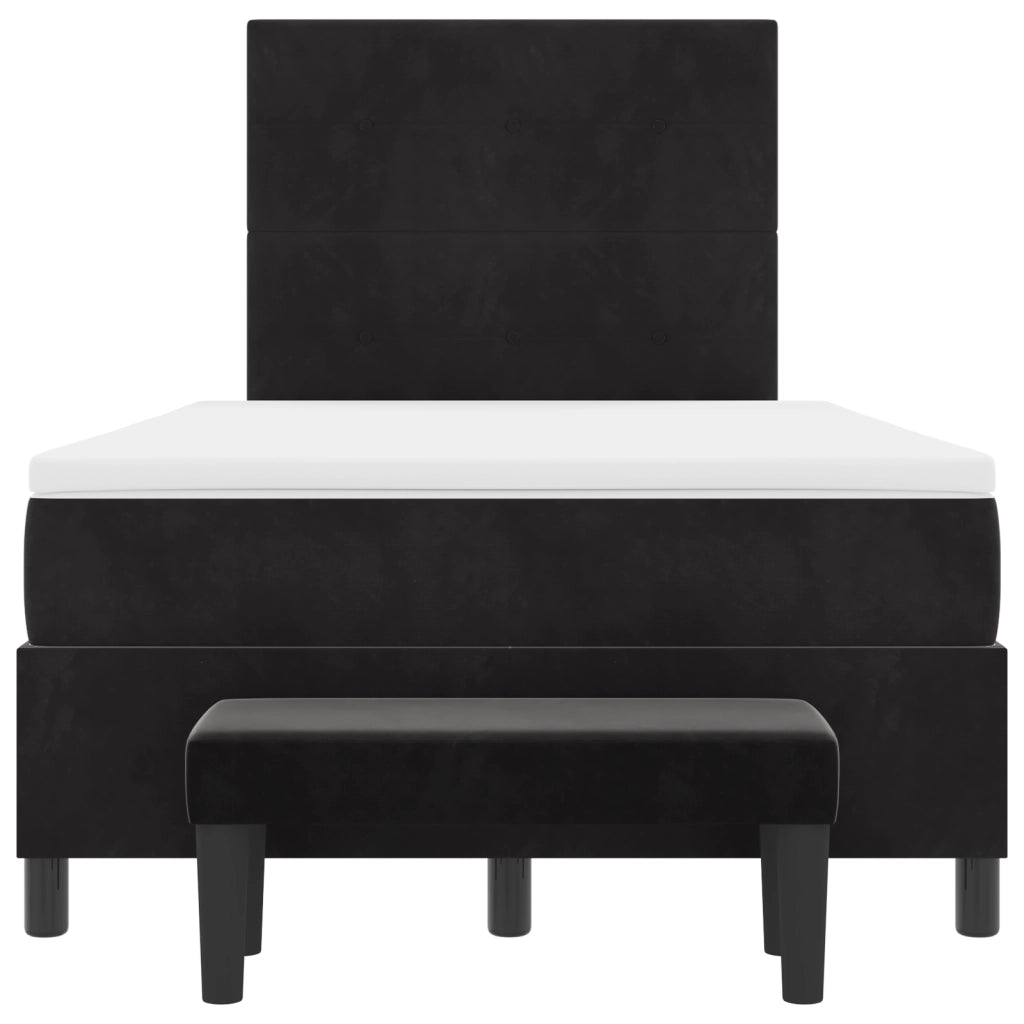 Letto con Rete con Materasso e Panchina Nera 120x200 cm Velluto