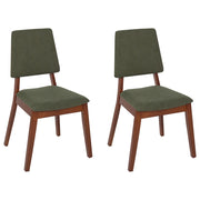 Set di 2 sedie da pranzo imbottite con schienale e seduta imbottiti in legno scuro verde elegante e chic