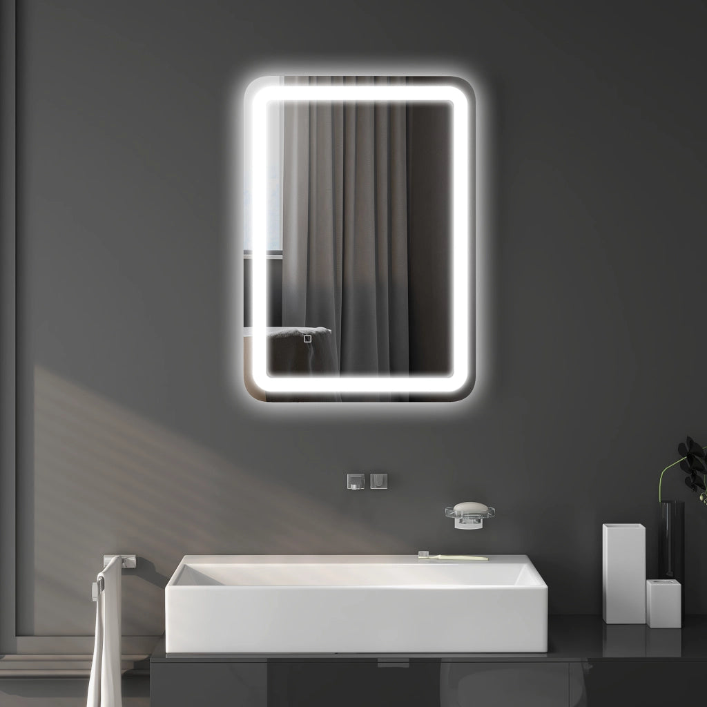 Specchio Bagno con Interruttore Touch, Luce LED a 3 Temperature e Antiappannamento, 70x50cm