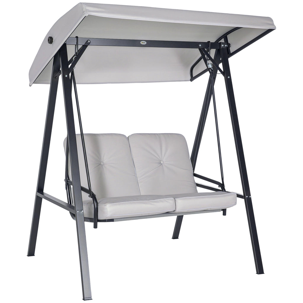 Altalena Giardino 2 Posti con Tetto Regolabile ¨C Zephmum ¨C Grigio 145x116x172 cm