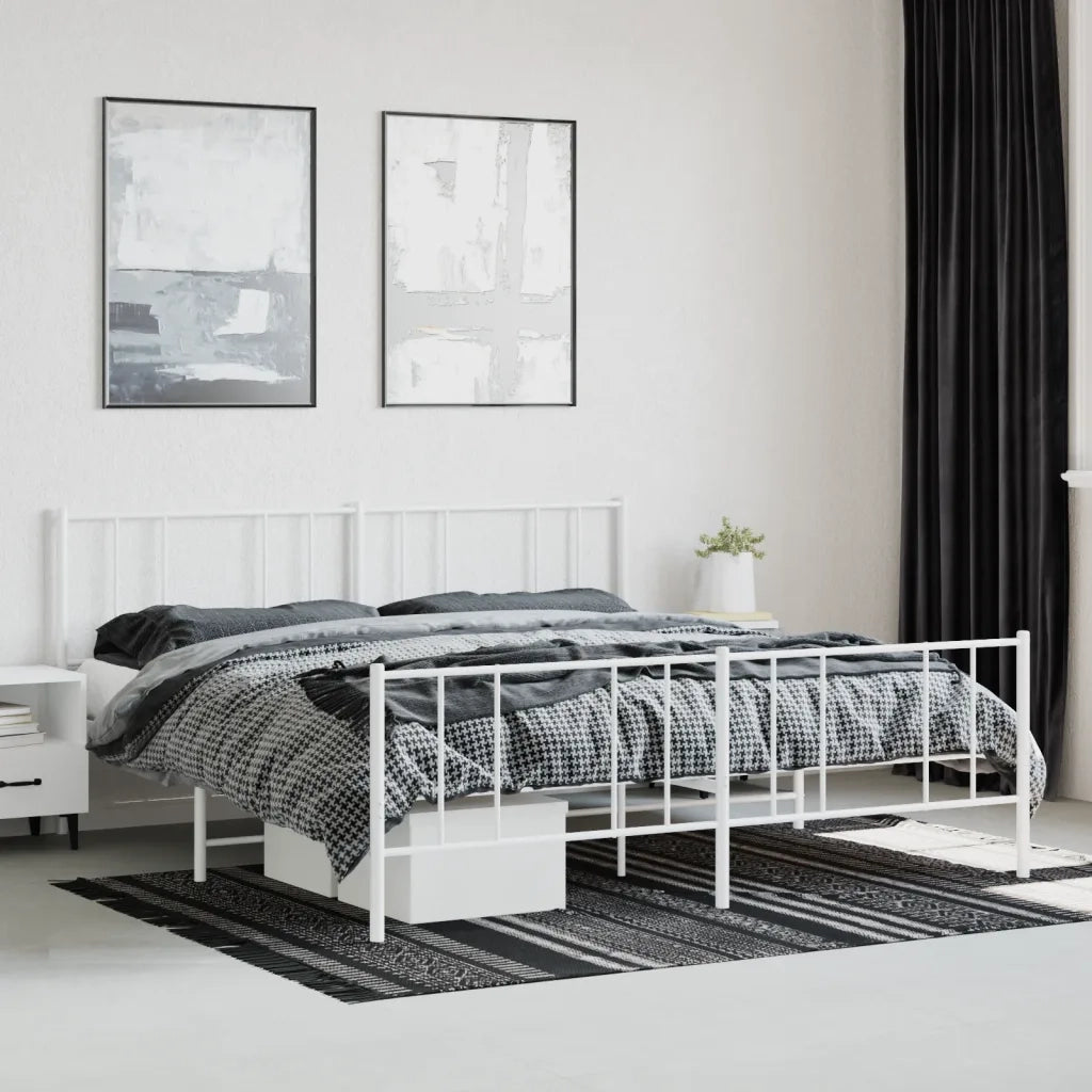 Giroletto con Testiera e Pediera Metallo Bianco 200x200 cm 352554