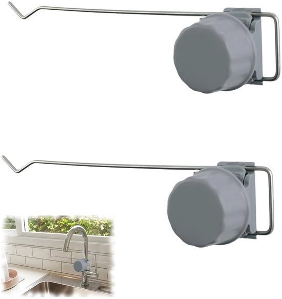 Supporto per asciugamani da cucina regolabile - Asciugamani da cucina appoggiatoio - Fermo asciugamani da cucina con fissaggio per rubinetto - Materiale in acciaio inossidabile - Compatta - Spazio di stoccaggio aggiuntivo