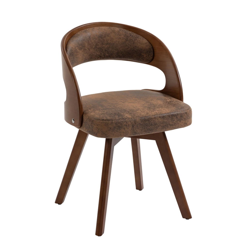 Sedia da Pranzo Girevole in Legno ¨C Xylo ¨C Tessuto Caff¨¨, Schienale Curvo