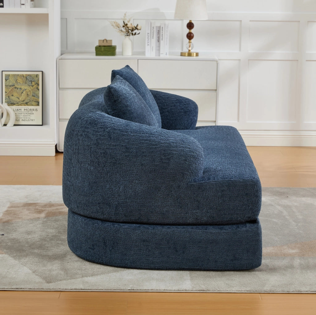 Divano letto 2 posti pieghevole in ciniglia blu navy