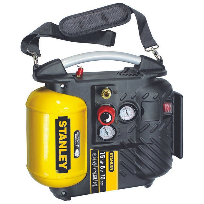 Stanley DN200-10-5 Airboss Compressore Portatile Oilless 5L 10 bar 180 l-min 1100W con Tracolla