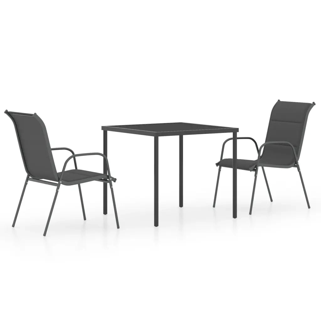 Set da Pranzo da Giardino 3 pz in Acciaio Antracite