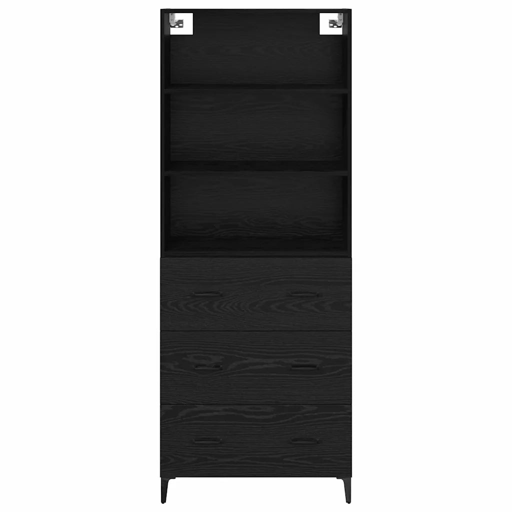 Credenza Rovere Nero 69,5 x 34 x 180 cm Legno multistrato 3416191