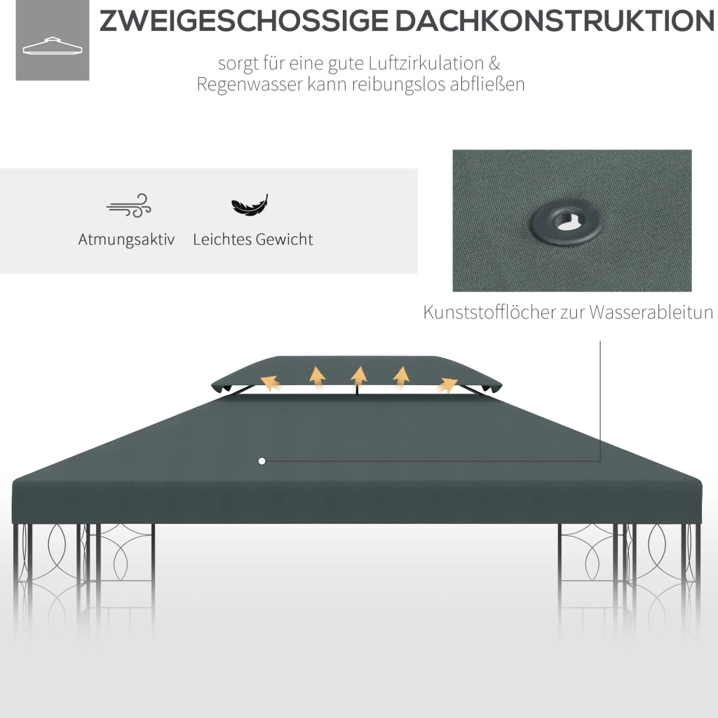 COPERTURA DI RICAMBIO PER GAZEBO 3x3 m GRIGIO IN POLIESTERE