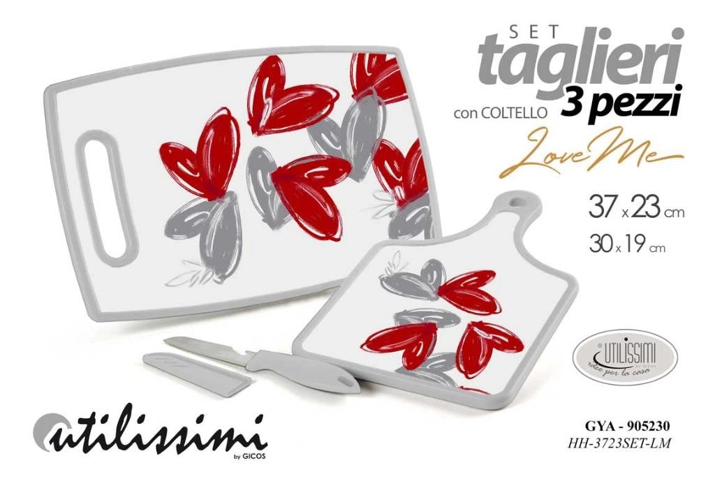 Set Taglieri da Cucina Loveme 35 + 30 cm + Coltello con Custodia