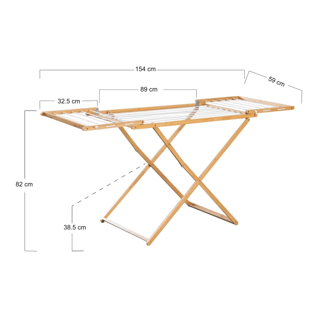 Stendibiancheria in bambù 154 x 59 x 82 cm bianco naturale 03_0011337