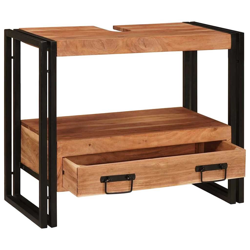 Mobiletto da toeletta moderno con cassetto 71 x 33 x 58 cm pratico ed elegante in ferro marrone 02_0058000