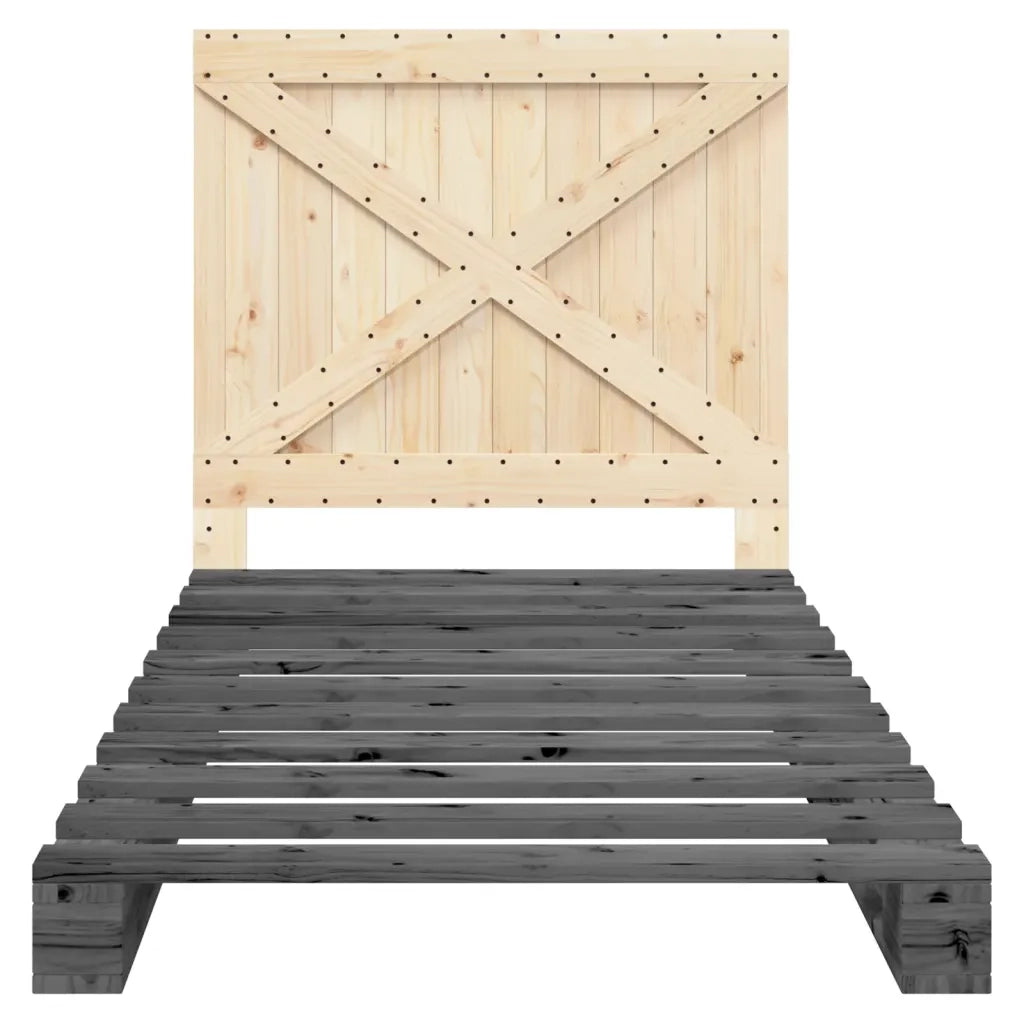 Giroletto con Testiera Grigio 100x200 cm Legno Massello di Pino 3281581