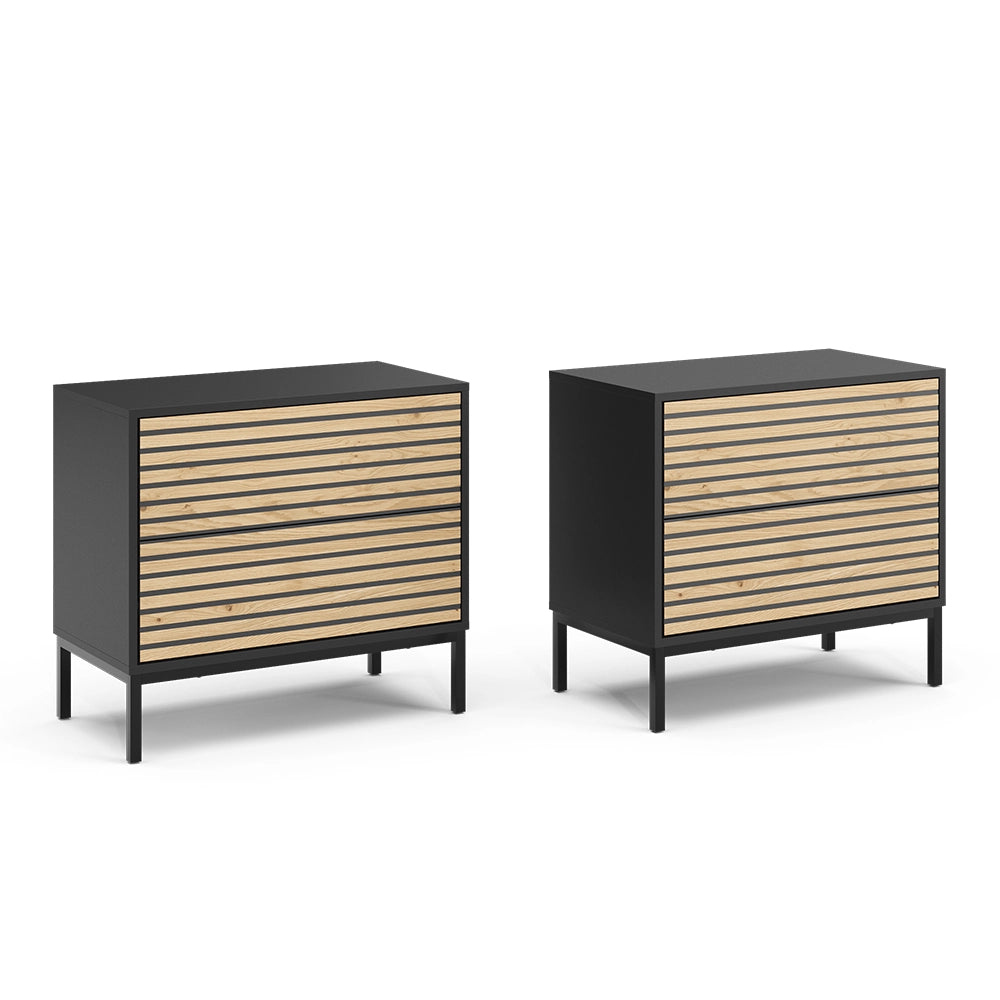 Vicco Comodino Rovere artigianale/antracite Set di 2