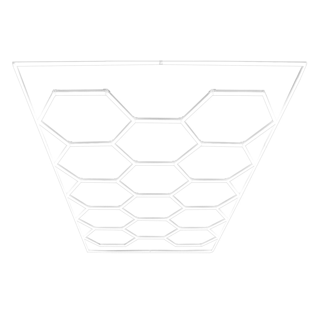 Luci LED Esagonali x 2 & Piastrelle Ventilate per Pavimento Garage x 120 Nere & 120 Grigie con Bordi