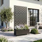Fioriera con Spalliera Aaskis a Rotelle in Acciaio 190 x 82 x 38 cm - Nero casa.pro
