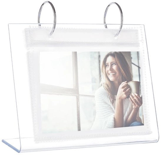 Album fotografico in acrilico con 17 pagine - 34 cornici fotografiche - Stand di esposizione per desktop - Protezione per le foto - Regolazione manuale - Cornice per foto