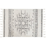Tappeto nero e bianco sporco cotone 160 x 230 cm motivo geometrico nappe moderno orientale