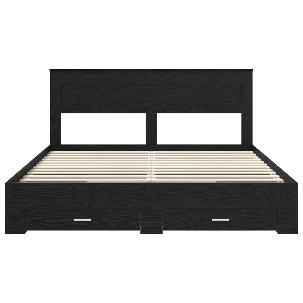 Struttura del letto Rovere Nero 180 x 200 cm Legno multistrato 3409959