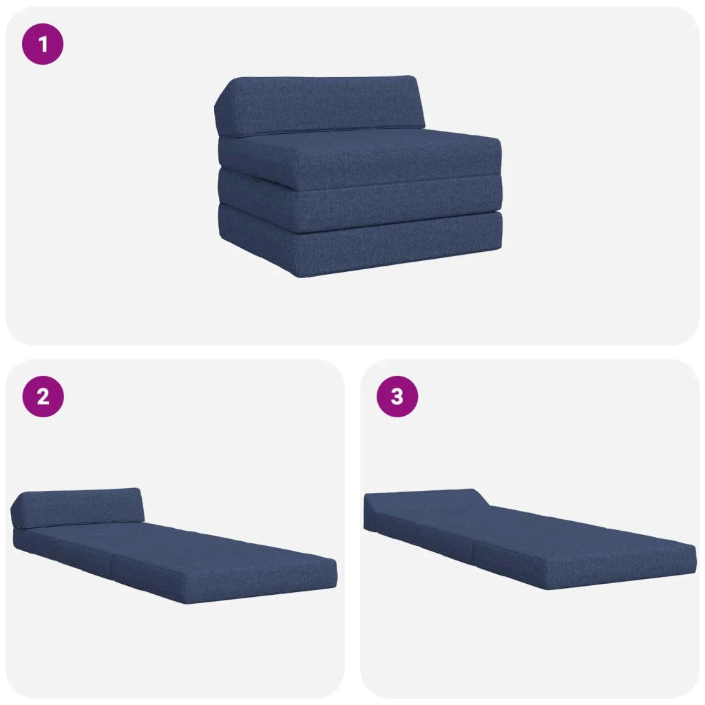 Divano Letto Pieghevole Blu 200 x 70 x 10 cm Tessuto
