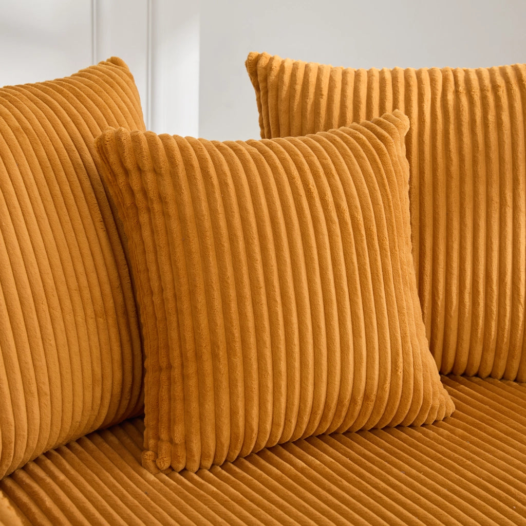 Chaise Longue con Portabicchieri, Illuminazione LED, Tasca Laterale, Vano e USB, Velluto Corduroy Senape