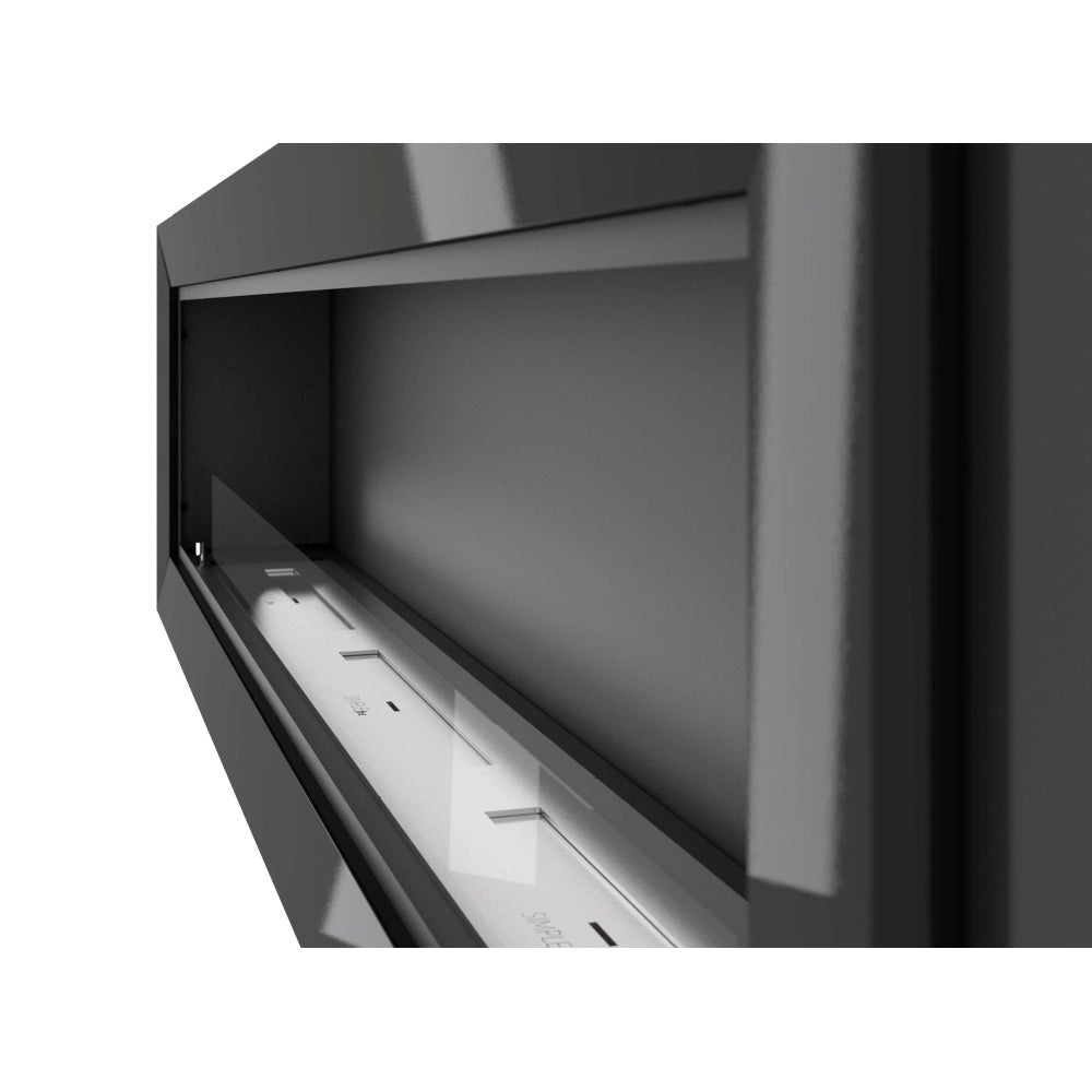 Sololed Caminetto a Bioetanolo Frame 1800 da incasso a parete con vetro incluso biocamino con 3 bruciatori da 1 litro - Nero Opaco