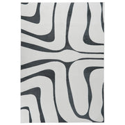 Tappeto da Soggiorno Moderno Rettangolare Jacquard 160 x 230 cm a Pelo Alto Grigio e Bianco con Retro in Poliestere