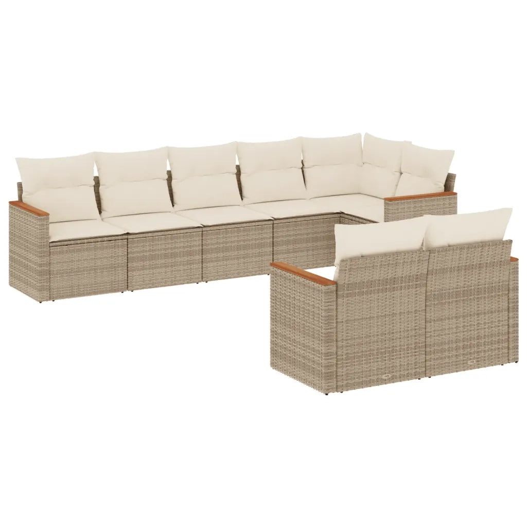 Set Divano da Giardino 8 pz con Cuscini Beige in Polyrattan 3226149