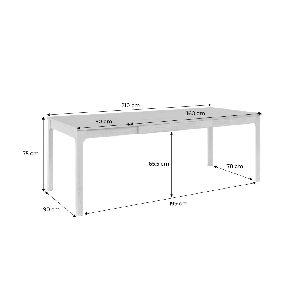 Tavolo da pranzo rettangolare allungabile in legno di hevea
