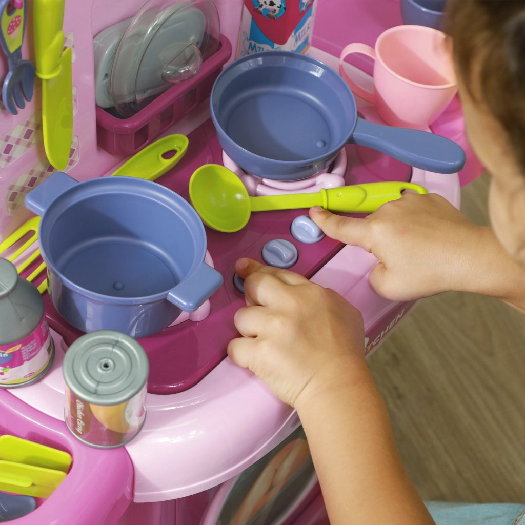Cucina Giocattolo per Bambini con Accessori ¨C Zephmum ¨C Rosa 51x21x60 cm