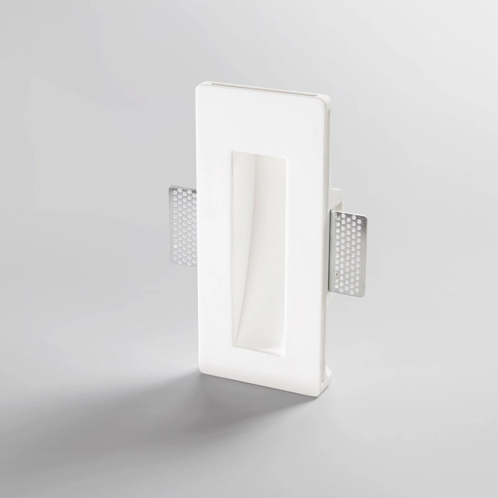 SEGNAPASSI A INCASSO ARIEL BIANCO RETTANGOLARE 1 LUCE ATTACCO GU10 MINI 11X5,5X24,5CM IN GESSO VERNICIABILE