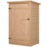 Armadio da giardino con ripiani e porta con chiusura per esterno in legno naturale 75×56×115 cm