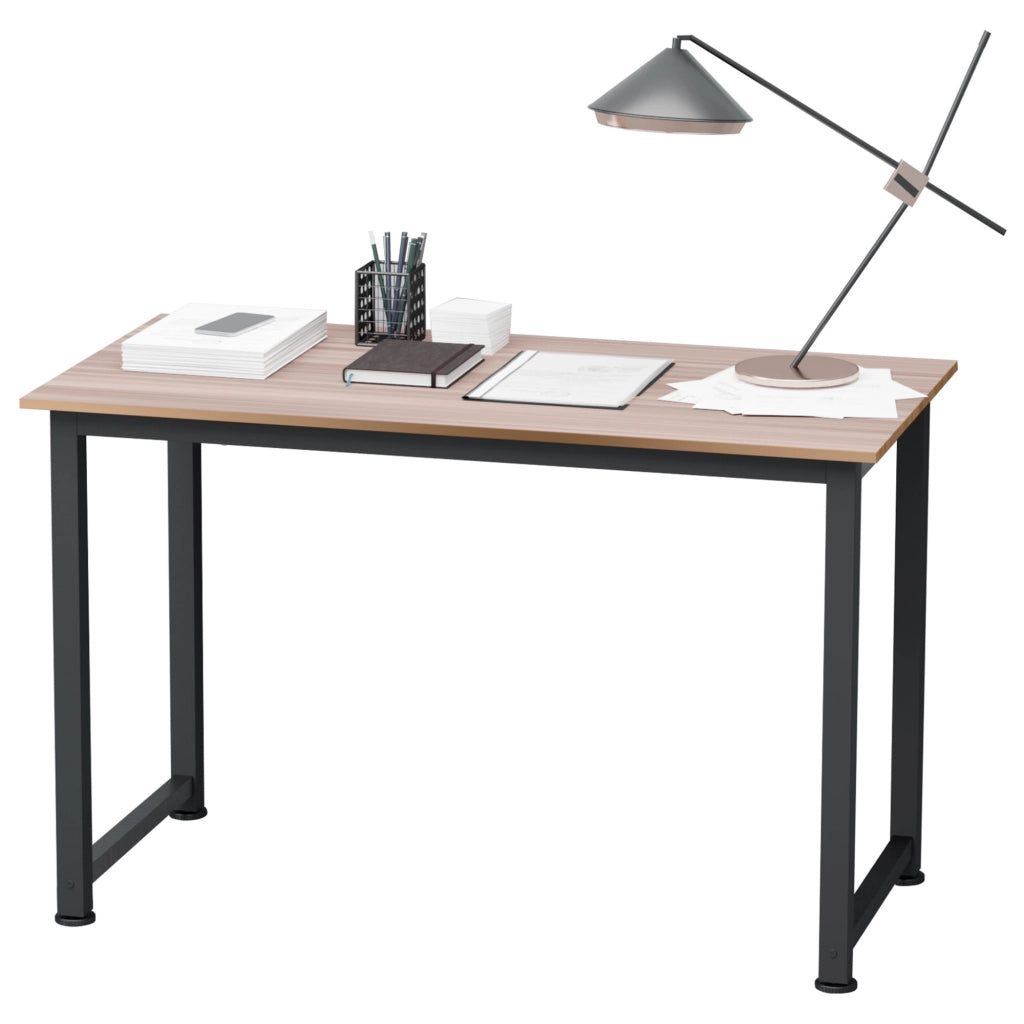 Scrivania in Legno con Cassetto e Gambe Regolabili ¨C Zephmum ¨C Nero e Naturale 120x60x76 cm