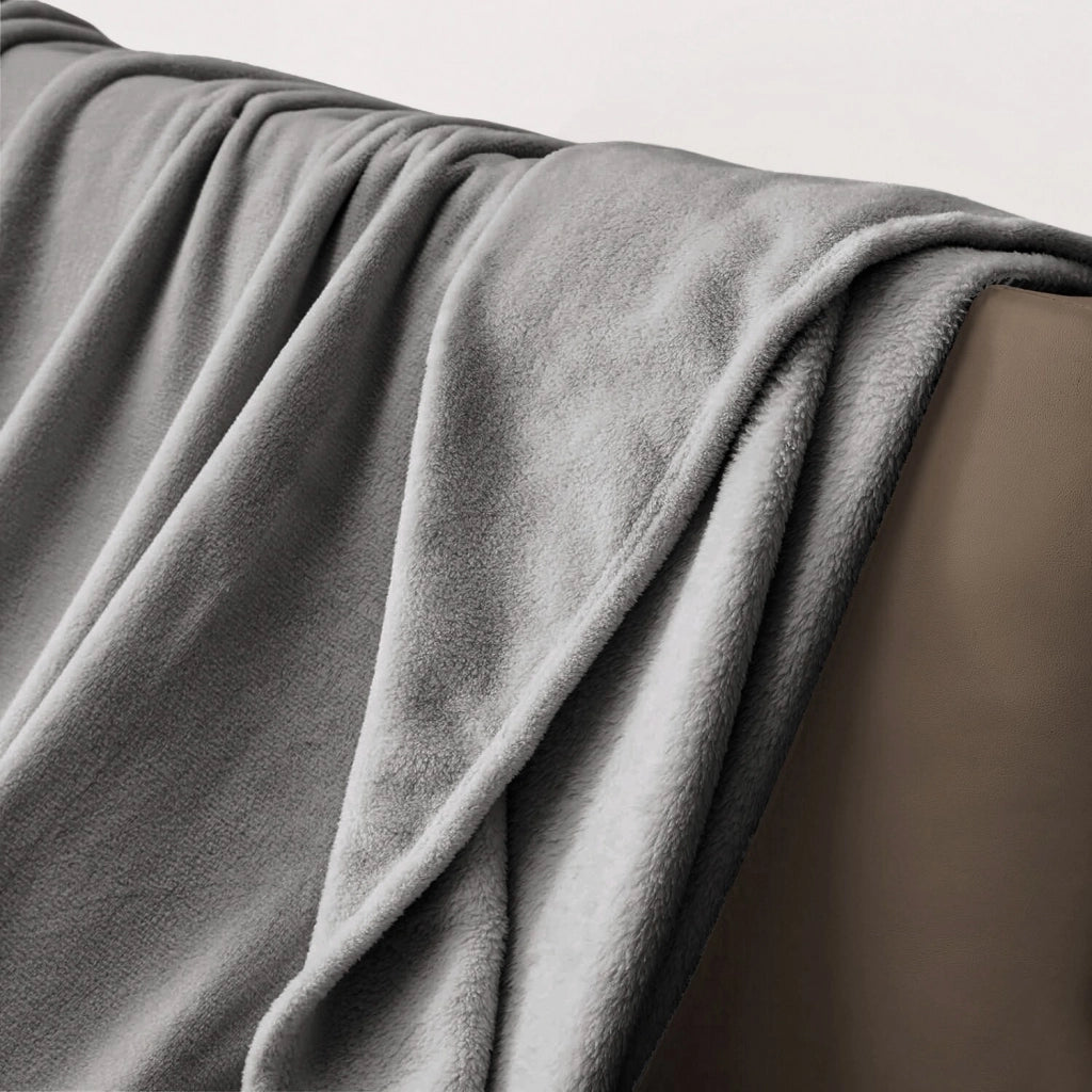 Coperta Plaid 200x220 cm Morbida Vellutata Pile Caldo Soffice Avvolgente Divano Letto Poltrona Grigio