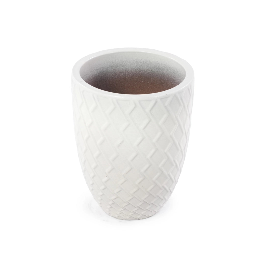 VASO DA FIORI in ceramica 42 x 54 cm bianco lucido fatto a mano